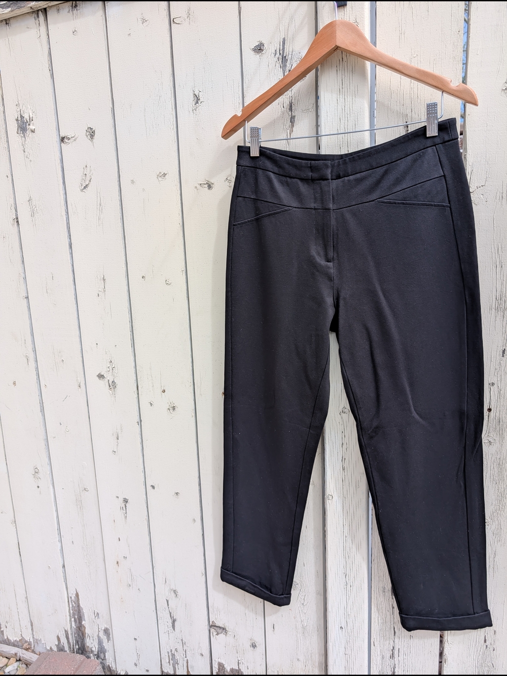 H by Halston Black Ponte Trousers Size 8 Stretchy Minimalist Work Mid Rise